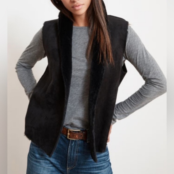 Lauren Ralph Lauren Jackets & Blazers - Lauren Ralph Lauren Black Faux Suede Fur Lined Sleeveless Vest Size Large